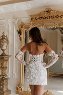 Jade Short Wedding Dress Beaded & Floral with Sleeves