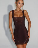 Women's Sexy Mini Dress Sequin Straps Backless Elegant Solid Color-24