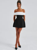 Women's Sexy Mini Dress Elegant Bow Strapless Off-Shoulder A-Line