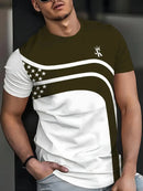 Men's T-Shirt Elegant Striped Outdoor Round Neck Loose Fit-11