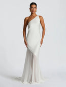 Women's Sexy Maxi Dress Elegant One-Shoulder Backless Sleeveless