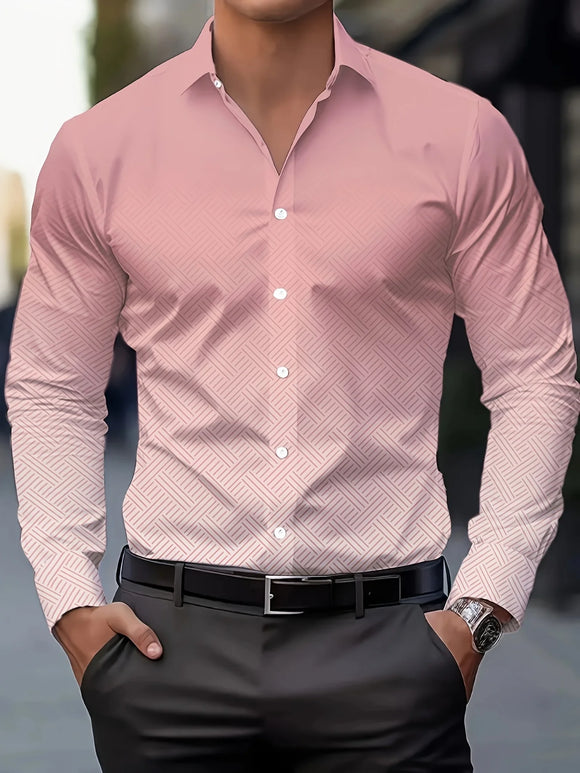 Men's Shirt Elegant Striped Casual Soft Lapel Plus Size Office Top