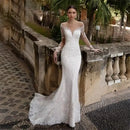 Women’s Mermaid Wedding Dress Elegant Luxury Long Sleeve Tulle Backless Gown