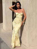 Women's Mermaid Sexy Maxi Dress Elegant Backless Corset Straps