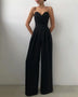 Women's Jumpsuit Sleeveless High Waist V Neck Wide Leg Romper