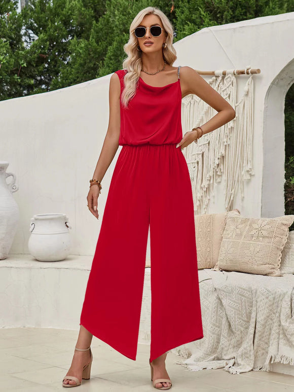 Women's Jumpsuit Elegant Solid Color Suspender Wide Leg Waist Closing