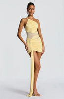 Women's Short Dress Off Shoulder Backless Elegant Ruched Mesh-15