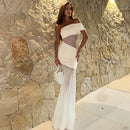 Robe longue sexy pour femme élégante épaules dénudées maille dos nu -27