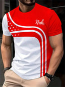 Men's T-Shirt Elegant Striped Outdoor Round Neck Loose Fit