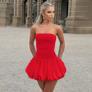Women's Mini Dress Pleated A-Line Backless Sleeveless Sexy Elegant Gown