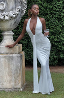 Sexy Maxi Dress Deep V-Neck Ruched Backless Elegant for Women