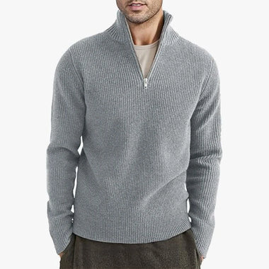 Men’s Sweater Pullover Knit Turtleneck Solid Color Long Sleeve Zipper