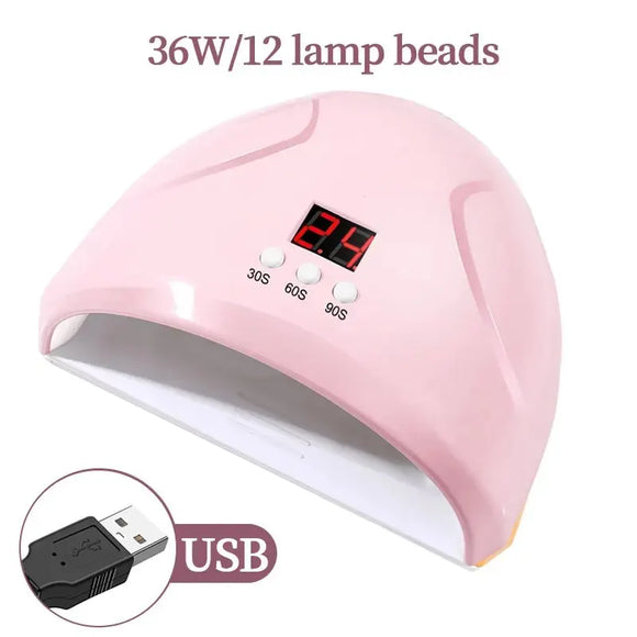 USB Nail Phototherapy Lamp 36W – 12 UV LEDs Gel Nail Curing Machine Infrared