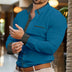 Men's Shirt Elegant Button Up Long Sleeve Patchwork Comfort Casual