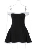 Women's Mini Dress Elegant Strapless Off Shoulder Backless Patchwork-27