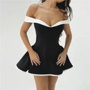 Women's Mini Dress Elegant Strapless Off Shoulder Backless Patchwork-21