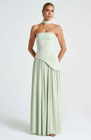 Women's Sexy Maxi Dress Elegant Strapless Backless High Slit Evening Gown