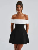 Women's Sexy Mini Dress Elegant Bow Strapless Off-Shoulder A-Line