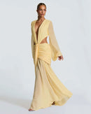 Maxi Dress Elegant For Women Long Sleeves Deep V-Neck Backless.