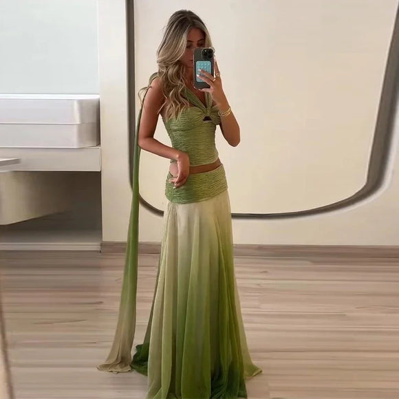 Sexy Set Top and Long Skirt Elegant Chic Summer Outfit for Women