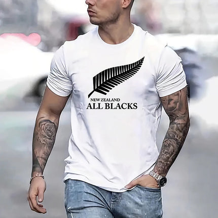 Men's T-shirt Elegant Loose Fit Round Neck Casual Printed Sportswear