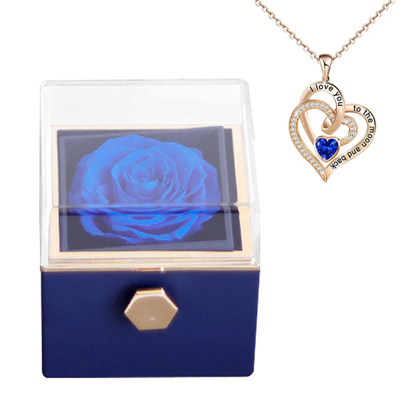 For Girlfriend Rotating Eternal Rose Necklace Gift Box Jewelry With Flower