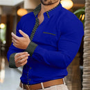 Men's Shirt Elegant Button Up Long Sleeve Patchwork Comfort Casual