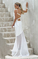 Robe longue sexy pour femme asymétrique dos nu élégante sans manches-21