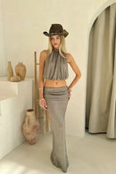 Sexy Knit Sets Backless Wrap Lace-Up Top Chic Elegant Cover-Ups For Women-16