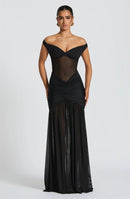 Women's Sexy Dress Elegant Long Deep V Neck Backless Ruched Gown-18