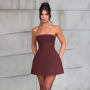 Women's Mini Dress Pleated A-Line Backless Sleeveless Sexy Elegant Gown