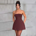 Women's Mini Dress Pleated A-Line Backless Sleeveless Sexy Elegant Gown