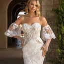 Women’s Gorgeous Wedding Dress Elegant Off Shoulder Lace Luxury Gown Bridal Appliques 