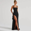 Women's Long Dress Sexy Elegant Spaghetti Straps Backless Split-19
