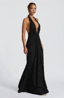 Women’s Dress Elegant Maxi Deep V Neck Backless Sleeveless Draped Ruched-22