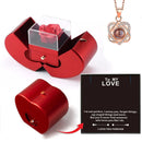 To My Love Red Apple Jewelry Box Necklace Eternal Rose Gift