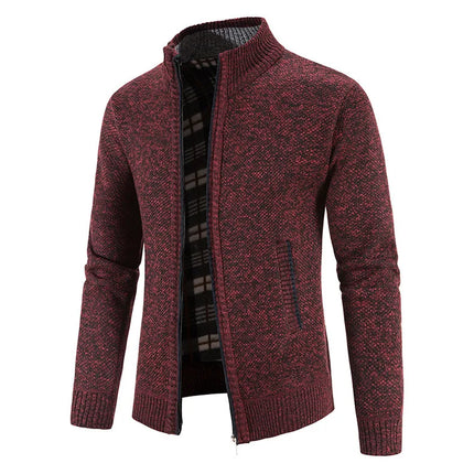 Men's Cardigan Large Size Stand Collar Warm Knit Sweater Coat Youth Wool