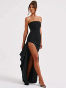 Sexy Maxi Dress Elegant Strapless Backless High-Slit Evening Wear