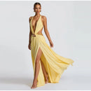 Indianna Women's Sexy Maxi Dress Halter Backless Elegant Slit Side-20