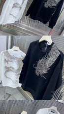 Men's Sweatshirt Pullover Elegant Dragon Print Loose Long Sleeve-9