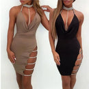 Women's Sexy Mini Dress Halter elegant Backless Bodycon with Slit