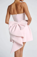 Women's Sexy Short Dress Strapless Beaded Backless Elegant Off Shoulder