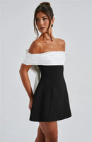 Women's Sexy Mini Dress Elegant Bow Strapless Off-Shoulder A-Line
