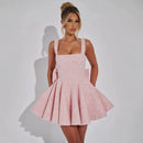 Women's Sexy Mini Dress Sequined Backless Elegant Square Neck