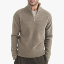 Men’s Sweater Pullover Knit Turtleneck Solid Color Long Sleeve Zipper