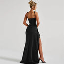 Women's Long Dress Sexy Elegant Spaghetti Straps Backless Split