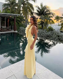 Women's Sexy Maxi Dress Elegant Mesh Deep V Backless Sleeveless Bodycon