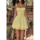 Women's Sexy Short Dress Elegant Backless Elegant Lace Pleated