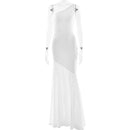 Vestido largo sexy elegante con un solo hombro sin espalda sin mangas-16