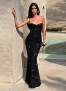 Women's Mermaid Sexy Maxi Dress Elegant Backless Corset Straps